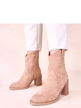 Heeled boots Solea  We invite you to discover our latest proposal of beige stiletto ankle boots made of eco-suede Mirmi. This is a unique offer for every fashio