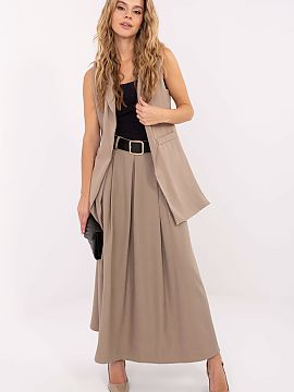 Gilet Rue Paris  Elegant, long women\'s vest without fastening is a stylish base for many outfits. Made of high-quality polyester and elastane blend, it prov