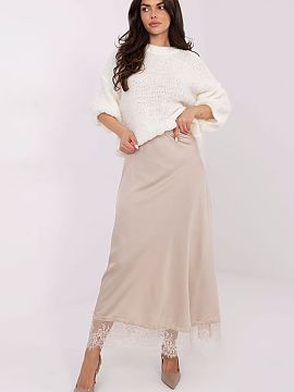 Long skirt Rue Paris  An elegant satin maxi skirt is the quintessence of femininity and subtle style. Made of delicately shimmering fabric with a smooth texture, 