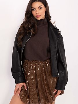 Short skirt Italy Moda  Stunning bomb skirt covered with sequins, perfect for elegant occasions and parties. Made of a durable blend of polyester and elastane, it g
