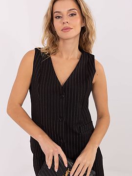 Gilet Rue Paris  An elegant women\'s material vest is a stylish wardrobe piece that will work great for everyday wear, work, and formal occasions. Its stripe