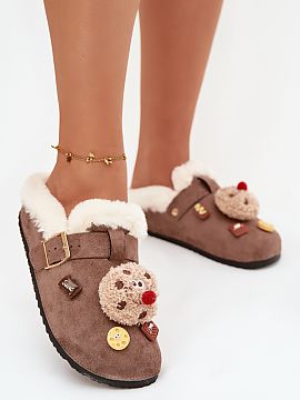 Slippers Step in style  Women\'s slippers made of eco suede are a cozy and stylish model ideal for cooler days. Soft fur inside provides warmth and comfort when wea