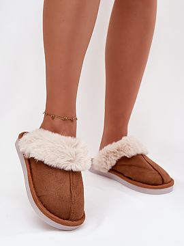 Slippers Step in style  Women\'s slippers made of eco-suede fabric. The top is decorated with fur, which adds charm to them and emphasizes their winter character. T