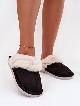 Slippers Step in style  Women\'s slippers made of eco-suede fabric. The top is decorated with fur, which adds charm to them and emphasizes their winter character. T