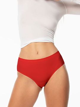 Brazilian style panties Julimex  Red Cheekie Brasil panties with a lace back, perfect for highlighting feminine shapes. Designed to emphasize the silhouette\'s assets. These
