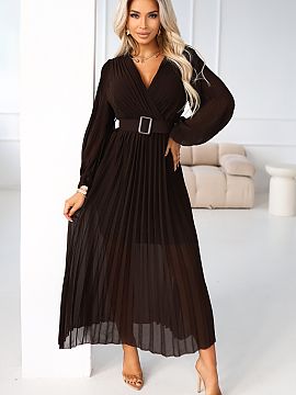 Cocktail dress Numoco  Elegant, yet light and extremely feminine chocolate pleated dress by Numoco Basic is the perfect choice for parties, family celebrations, ho