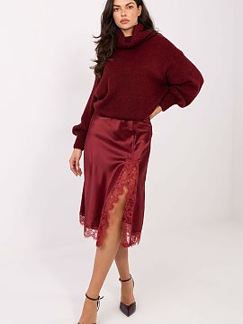 Skirt Rue Paris  The elegant midi skirt is a stylish model perfect for everyday wear, work, and formal occasions. Made from a combination of polyester and el