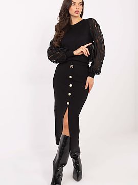 Skirt Factory Price  Elegant knitted skirt with a smooth pattern, designed for universal use, perfect for formal occasions, work, and everyday styling. Made of h