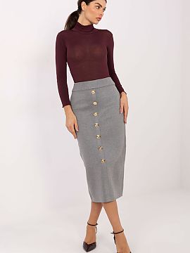 Skirt Factory Price  Elegant knit skirt with a smooth pattern, perfect for everyday wear, work, and more formal occasions. Made of high-quality blend of viscose 