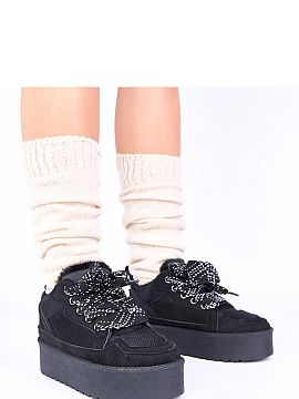 Sport Shoes Solea  Black platform sneakers with decorative laces Sesuna by Gemre are a proposal for women who appreciate the combination of modern style, comfo