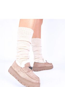 Mocassin Solea  Discover unique dark beige moccasins on the Kirby platform lined with fur, created for women who value comfort, warmth, and a fashionable lo