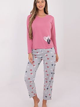 Pyjama Forever Pink  Comfortable, two-piece women\'s pajama made of soft, breathable cotton, perfect for peaceful nights and relaxing evenings. The set includes 