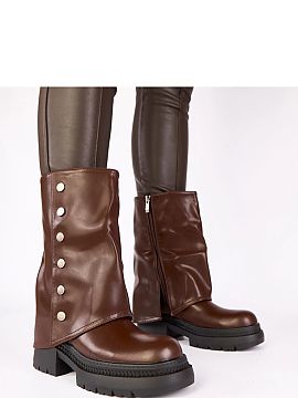 Platform boots Solea  Chocolate ankle boots with a rolled-up upper on the Carla platform by Gemre are the perfect combination of modern look, comfort, and versati