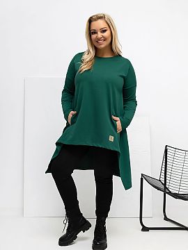 Plus size Tunic Relevance  Stylish plus size tunic with an extended, asymmetrical cut is a perfect choice for women who appreciate comfort and a modern look. Made of s