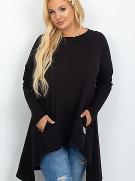 Plus size Tunic Relevance  Stylish plus size tunic with extended, asymmetrical cut is a perfect proposition for women who value comfort and a modern look. Made of soft
