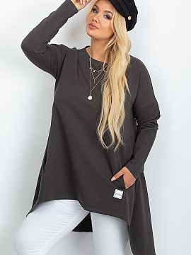 Plus size Tunic Relevance  Stylish plus size tunic with extended, asymmetrical cut is a perfect proposal for women who value comfort and modern look. Made of soft, ple