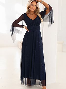 Long dress Numoco  Navy blue maxi dress with a glittery shine from Numoco Basic is an elegant proposition for women looking for a dress for a wedding, ball, or