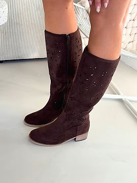 Open-work Boots Step in style  Lace-up women\'s boots are a striking proposal for women who like original details. The model set on a stable block heel provides comfort an