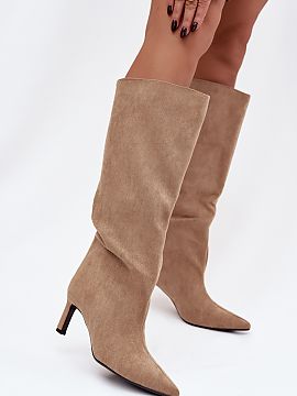 Heel boots Step in style  Women\'s boots made of soft eco-suede are an exceptionally stylish proposition for women who appreciate elegance and a modern look. The mode