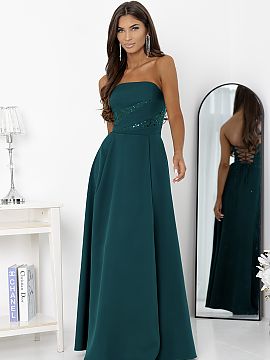 Long gown With You  Stunning, long strapless evening dress, created for special occasions. The top of the dress is decorated with a subtle belt of shimmering se