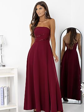 Long gown With You  Stunning, long strapless evening dress, designed for special occasions. The top of the dress is adorned with a subtle belt of shimmering seq