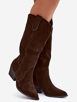 Heeled boots Step in style  Cowboy boots made of high-quality natural suede are an ideal proposition for women who appreciate a combination of elegance and a fashionabl