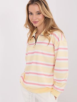 sweatshirt Italy Moda  A women\'s striped sweatshirt is a comfortable and stylish proposition in a casual edition, perfect for everyday wear. Made of soft and plea