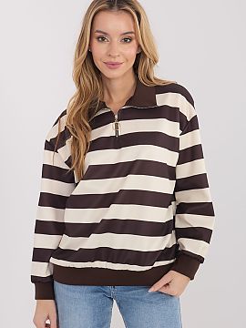 sweatshirt Italy Moda  Women\'s striped sweatshirt is a comfortable and stylish proposal in a casual edition, perfect for everyday wear. Made of soft and pleasant 