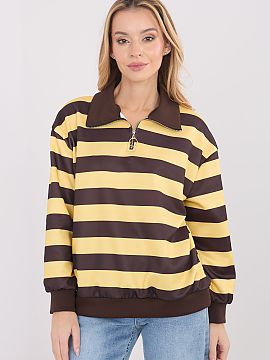 sweatshirt Italy Moda  Women\'s striped blouse is a comfortable and stylish proposition in a casual version, perfect for everyday wear. Made of soft and pleasant t
