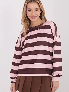 sweatshirt Italy Moda  Stylish women\'s sweatshirt with a casual character, perfect for everyday wear. It stands out with a fashionable striped pattern that gives 