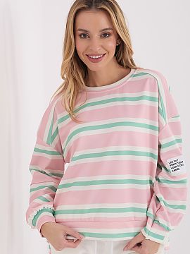 sweatshirt Italy Moda  Stylish women\'s sweatshirt with a casual character, perfect for everyday wear. It stands out with a trendy striped pattern that gives it a 