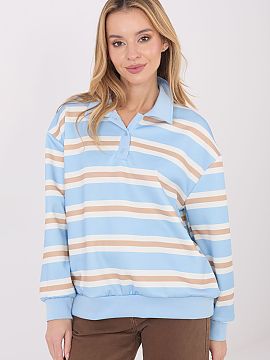 sweatshirt Italy Moda  Casual women\'s sweatshirt with a timeless and universal style, ideal for everyday styling. The model stands out with a fashionable striped 