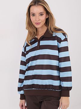 sweatshirt Italy Moda  Casual women\'s sweatshirt with a timeless and universal style, perfect for everyday stylizations. The model stands out with a trendy stripe