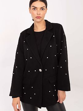 Jacket Italy Moda  Stylish women\'s blazer with an elegant style, created for formal occasions and party outfits. The model stands out with unique embellishmen
