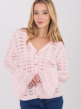 Cardigan Factory Price  Stylish women\'s boho sweater, perfect for everyday styling. The model stands out with an elegant openwork pattern that gives the whole ligh