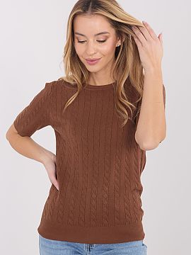 Short sleeve sweater Factory Price  Universal women\'s sweater with a casual character, perfect for everyday styling and work. The model stands out with a varied texture of the