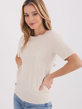 Short sleeve sweater Factory Price  Universal women\'s sweater with a casual character, perfect for everyday styling and work. The model stands out with a varied texture of the