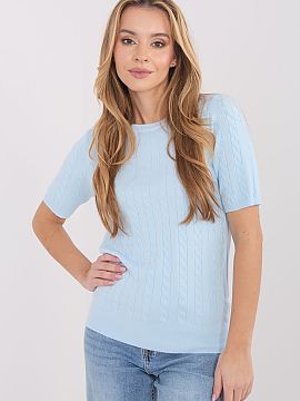 Short sleeve sweater Factory Price  Universal women\'s sweater with a casual character, perfect for everyday styling and work. The model stands out with a varied texture of the