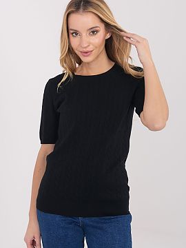 Short sleeve sweater Factory Price  Universal women\'s sweater with a casual character, perfect for everyday stylizations and for work. The model stands out with a varied textu