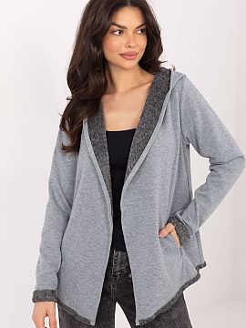 sweatshirt Sublevel  Women\'s casual style sweatshirt is a comfortable and stylish choice for everyday wear. The model without fastening, with lapels, looks mode