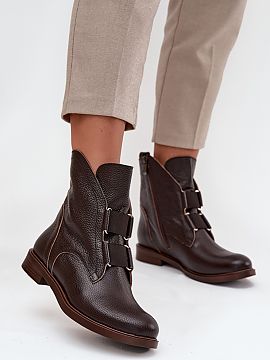 Botki Step in style  Women\'s ankle boots made of natural leather are a combination of classic style and functionality that will work well in many everyday outfi