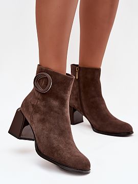 Heeled boots Step in style  Women\'s ankle boots from the Artiker brand are an elegant proposal for the autumn-winter season. Made of natural suede, they look chic and 