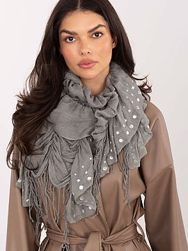 Scarf AT  Stylish scarf with fringe and decorative studs is an eye-catching accessory that will perfectly complement both everyday and more bold styli