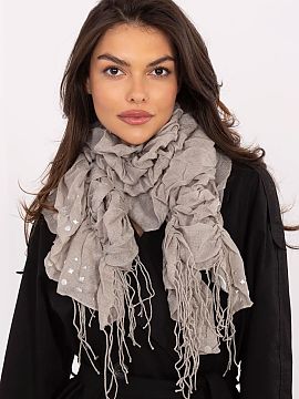 Scarf AT  Stylish scarf with fringes and decorative studs is an eye-catching accessory that will perfectly complement both everyday and more bold styl