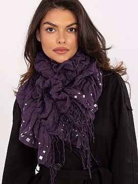 Scarf AT  Stylish scarf with fringes and decorative studs is an eye-catching accessory that will complement both everyday and more bold stylizations p