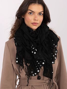 Scarf AT  Stylish scarf with fringes and decorative studs is an impressive accessory that will perfectly complement both everyday and more bold styliz