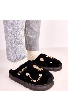 Slippers Solea  Black closed slippers with decorations Tracy are the perfect choice for people who value comfort, style, and functionality in everyday life.