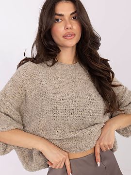 sweter Italy Moda  Fashionable boucle women\'s sweater is a perfect choice for everyday casual styling. The characteristic, varied texture of the material give