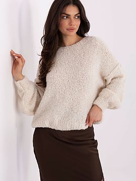 sweter Italy Moda  Stylish women\'s boucle sweater with decorative stitching is a perfect choice for everyday styling and work. The casual character of the mod