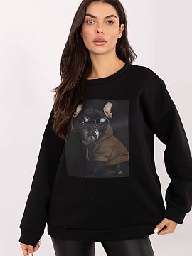 sweatshirt Italy Moda  Stylish women\'s sweatshirt in a casual version is a comfortable option for everyday outings. The print on the front adds character and make